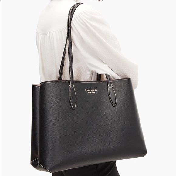 Kate Spade Large All Day Carryall Tote Shoulder Bag Black & Burgundy Wristlet - Picture 16 of 16